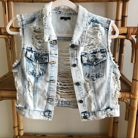 Jackets & Blazers - Destroyed / frayed denim festival vest - Large